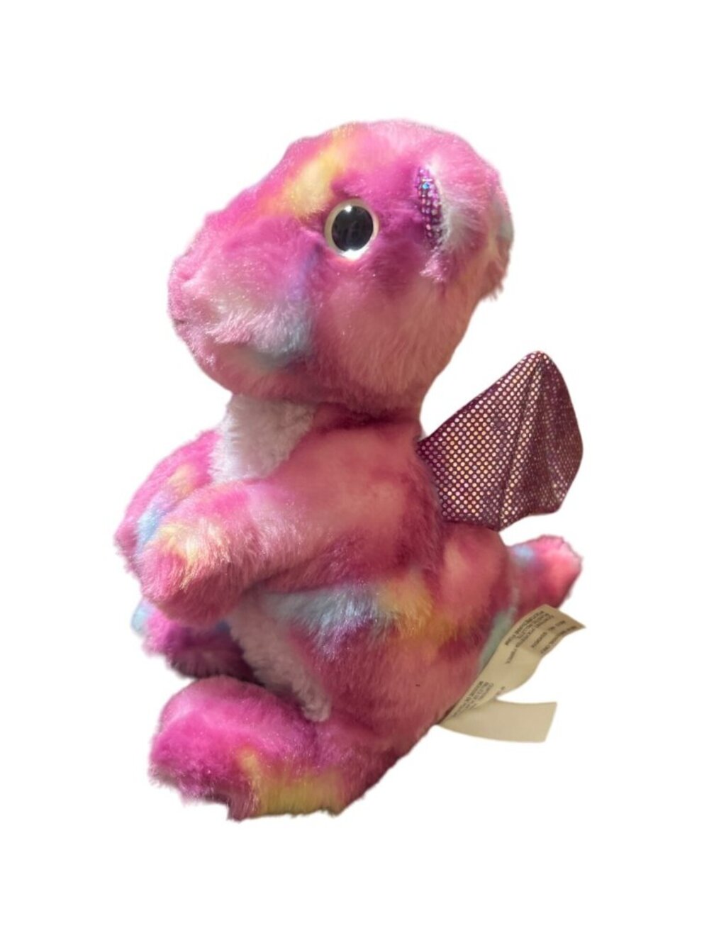 Aurora Plush Dragon Stuffed Animal Pink Tie-Dye Glitter Wings 7"